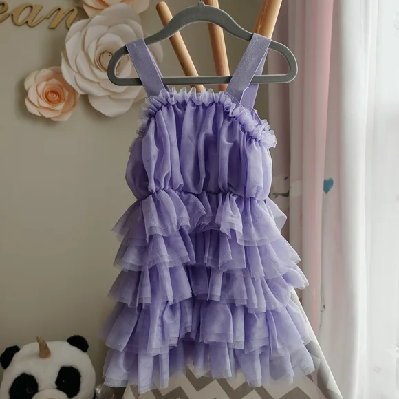 Lavender Ruffle Kids Dress - Picture 7 of 12